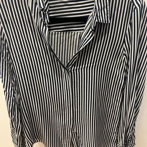 ZARA basic Navy Striped Button Down